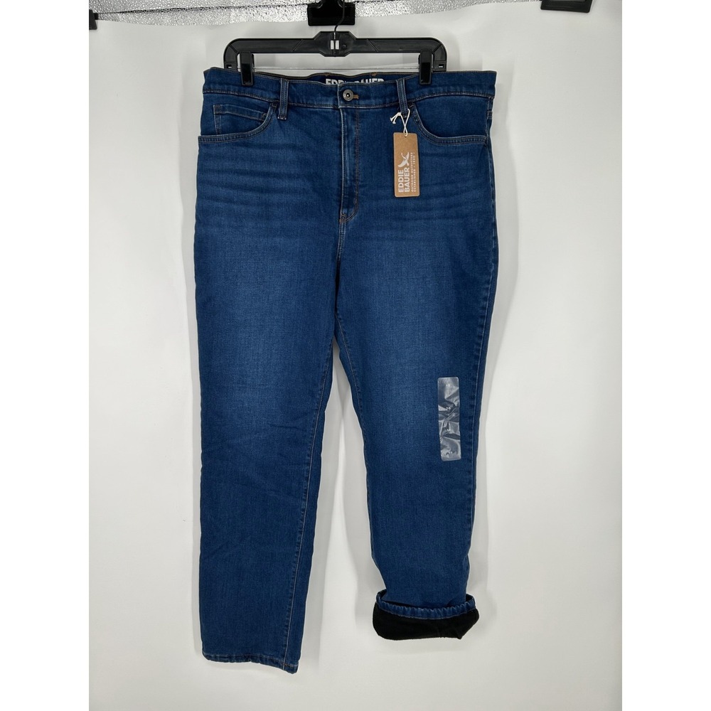 Eddie Bauer Venture Straight Leg Fit Jeans Women 18 Fleece Lined High Rise 38x30